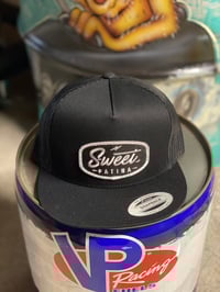 Image 1 of Solid Black Yupoong Bolt Patch Hat 