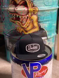 Image 2 of Solid Black Yupoong Bolt Patch Hat 