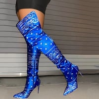 WOMEN BANDANA HIGH HEEL BOOT/PURSE SET