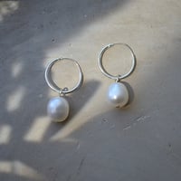 Image 1 of Pearl Hoop Earrings