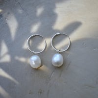 Image 4 of Pearl Hoop Earrings