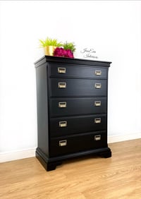 Image 1 of Industrial Rustic Apothecary Large Black Stag Chest Of Drawers