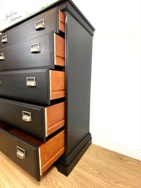 Image 5 of Industrial Rustic Apothecary Large Black Stag Chest Of Drawers