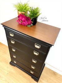 Image 3 of Industrial Rustic Apothecary Large Black Stag Chest Of Drawers