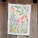 Australian Wildflower Garden 100% Linen Tea Towel