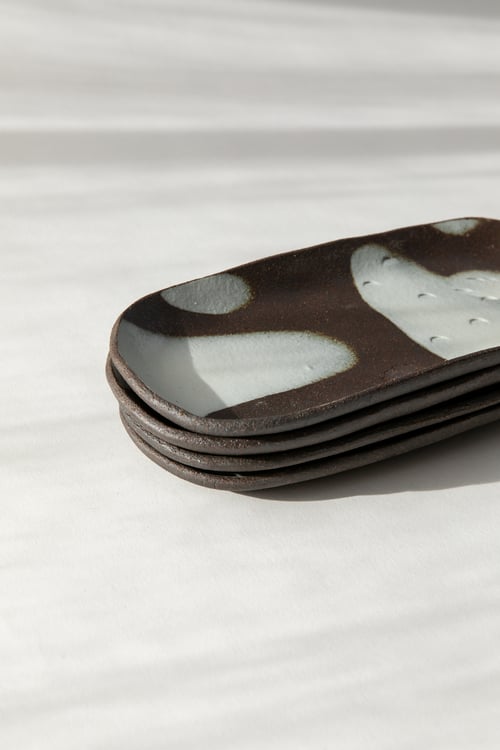 Image of Black and White Porcelain - Long Oval Catchall