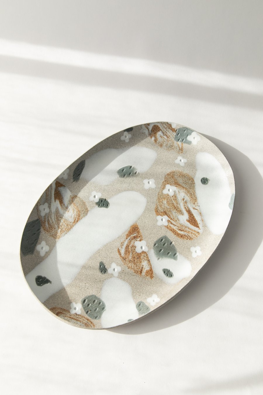 Image of Granite Slate with White Flower - X-Large Serving Platter