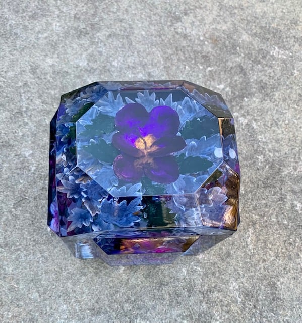 Image of Petite Painted Underwater Pansies Box- custom order only