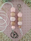 Silicone and Beechwood Lanyard and Keyring 