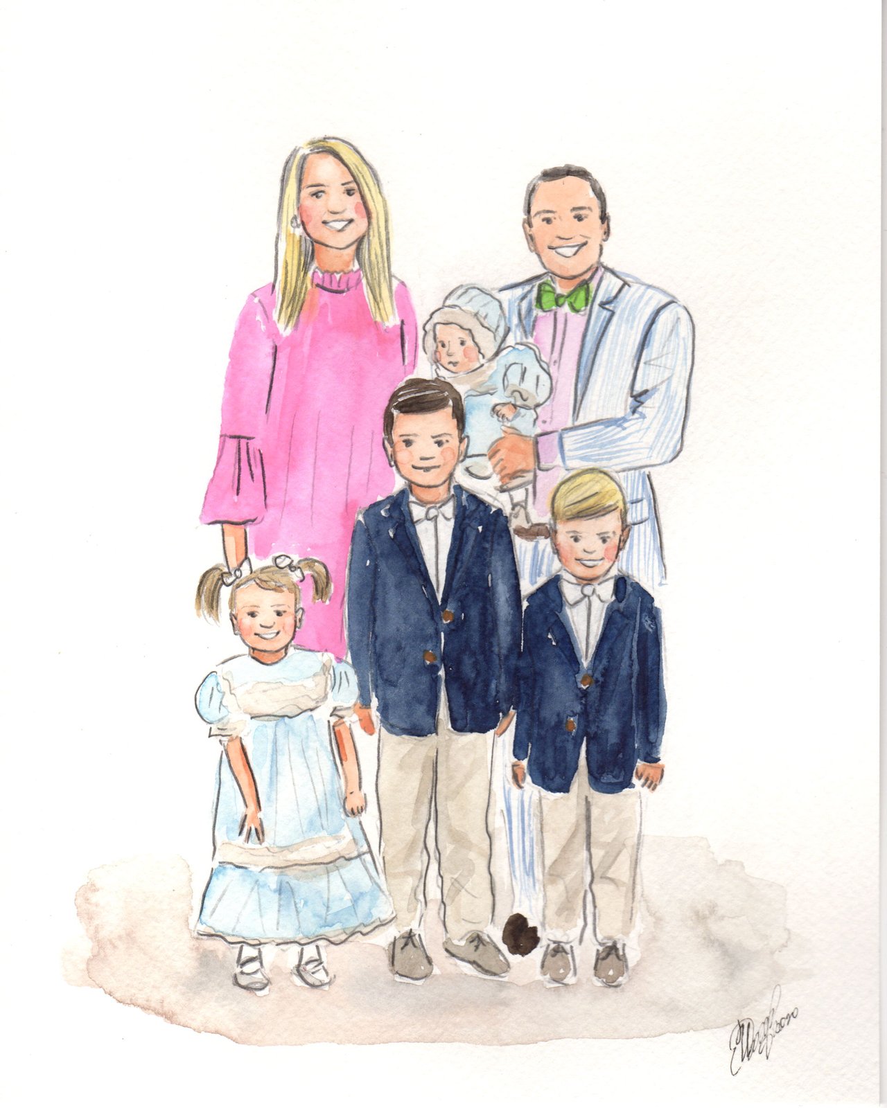 Family Portrait Detailed Custom Illustration Custom Illustration; Custom Portrait illustration Illustrated family portrait