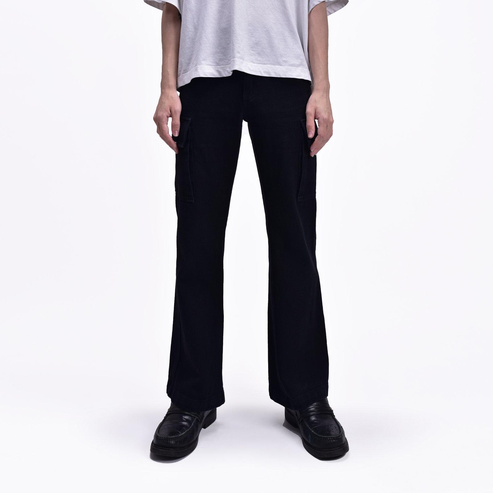 black flare cargo pants