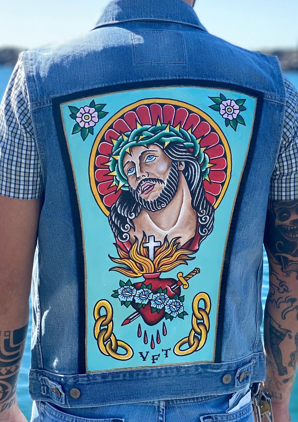 Levi’s jeans gilet hand painted 