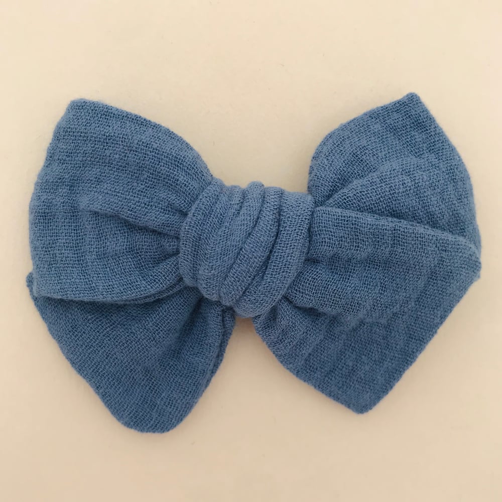 Image of Barrette, bloomer & petite jupe double gaze bleu indigo