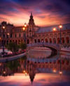 Sevilla, Plaza España at sunset