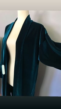 Image 3 of Velvet Duster Jacket Forest Green