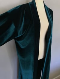 Image 4 of Velvet Duster Jacket Forest Green
