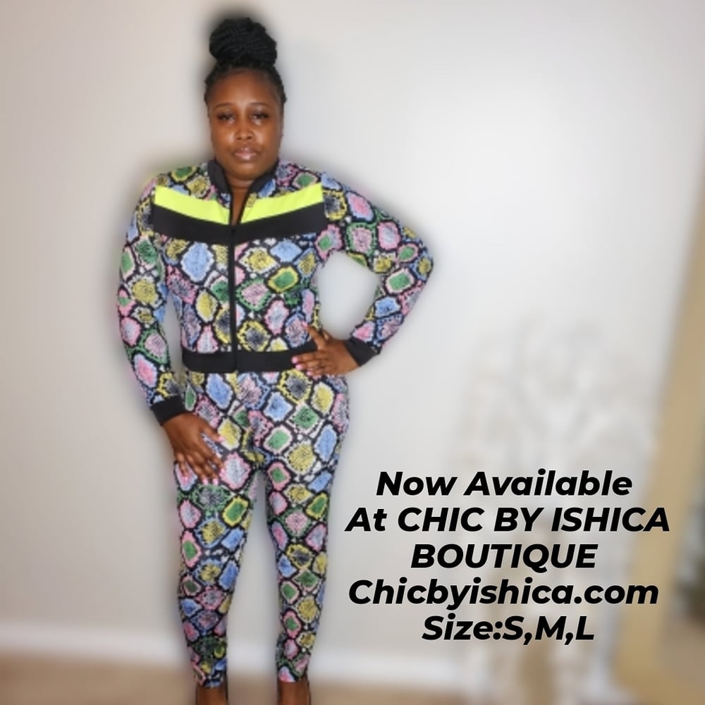 Multi Snake Print  Jacket & Jogger Set