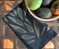 Botanical Leaf Tea Towel Black