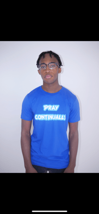 Blue Pray Continually T Shirt 