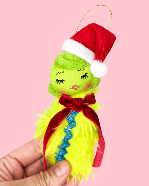 Image of Grinch Inspired Fur Doll Ornament