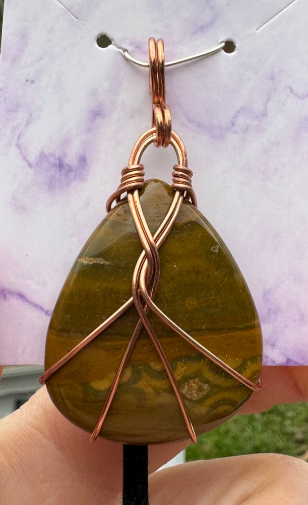 Image of Wire Wrapped Ocean Jasper Pendant