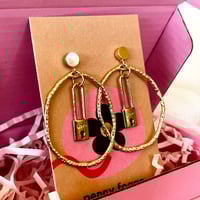 Image 5 of Organic Oval and Lock One of a Kind Earrings