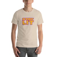 Image 3 of STAY LIT GOLD/PURPLE/PINK Short-Sleeve Unisex T-Shirt