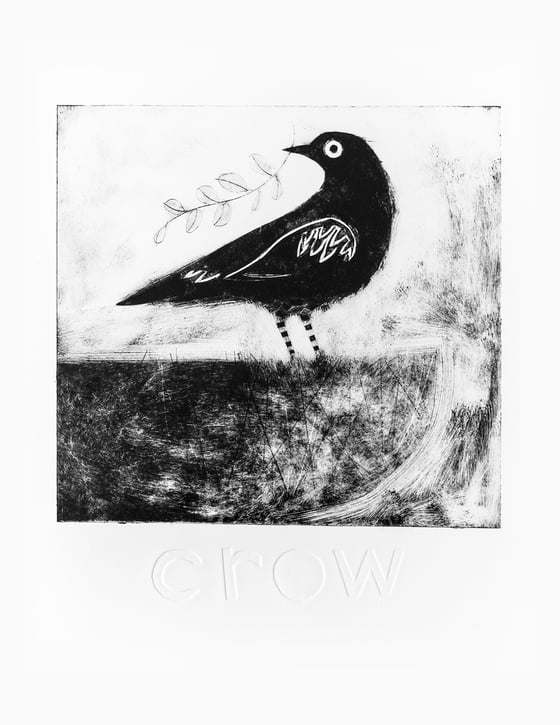 Image of Crow drypoint etching 