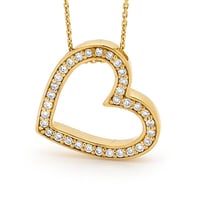Elegant Heart Pendant - In 9ct Yellow Gold with Diamonds