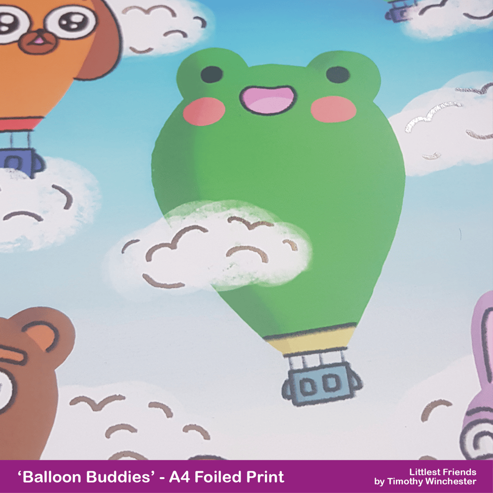 'Balloon Buddies' - A4 foiled art print