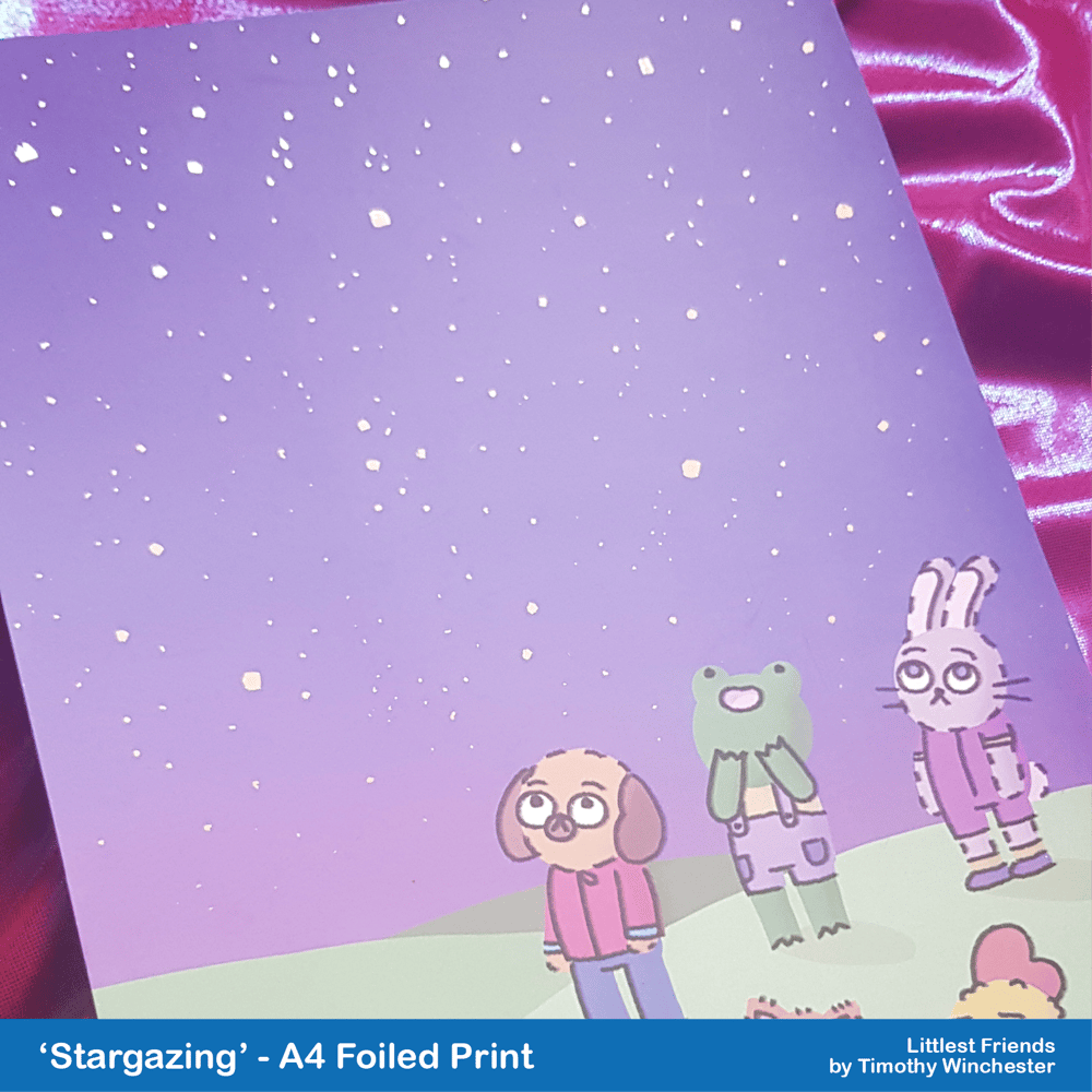 'Stargazing' - A4 foiled art print