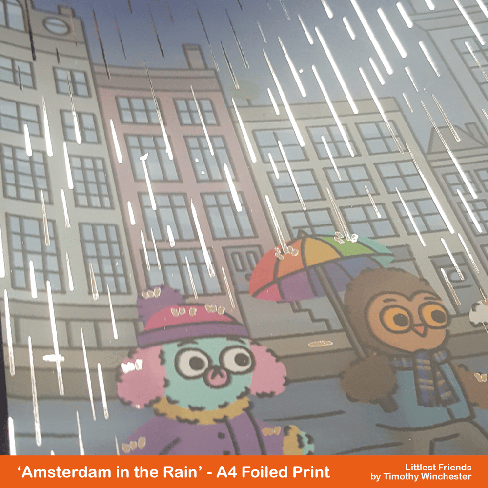 'Amsterdam in the Rain' - A4 foiled art print