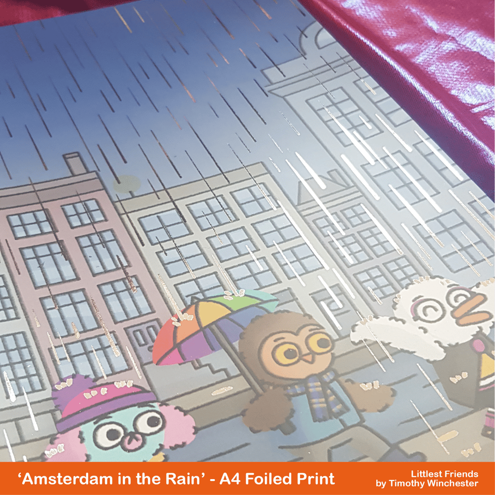 'Amsterdam in the Rain' - A4 foiled art print