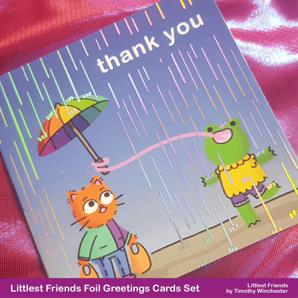 Littlest Friends 10cm foil greetings cards (set of five)