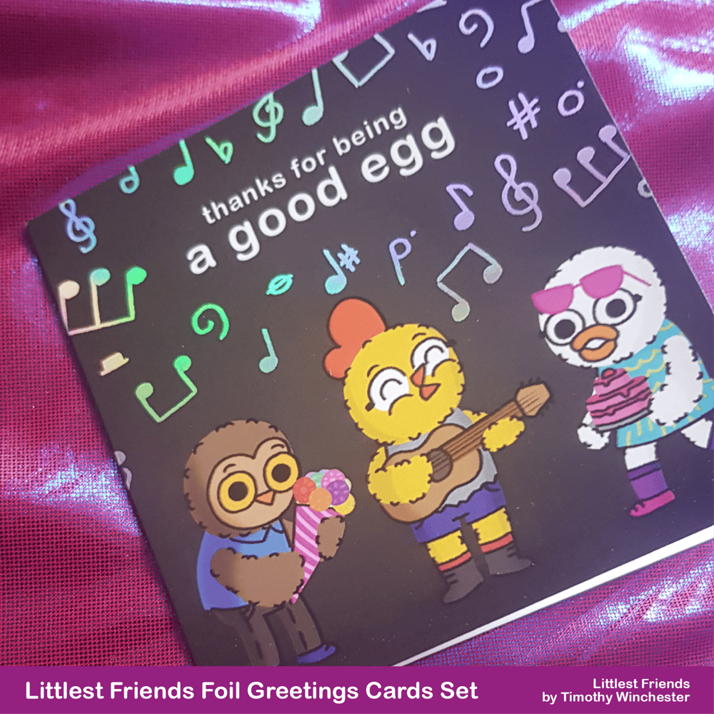 Littlest Friends 10cm foil greetings cards (set of five)