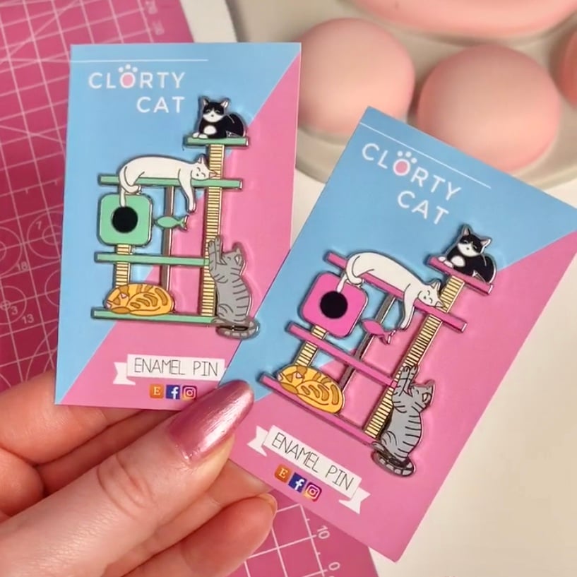 XL Cat Tree, hard enamel pin - cat scratching post - flair - lapel pin ...