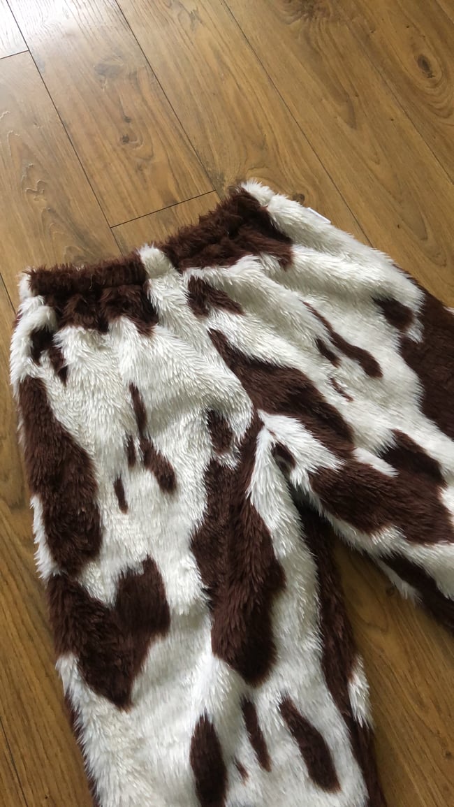 Brown cow faux fur joggers 
