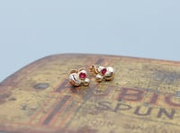 Image 1 of Gold and ruby cluster stud
