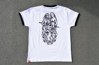 Image 2 of You, Me & The Devil Makes Three White Ringer T-Shirt