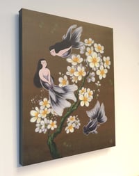 Image 1 of 1/1 Mermaids and Plum Blossoms Original Canvas Print