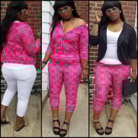 Image 1 of Pink Plaid 2 piece set c