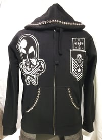 Image 2 of Marc Vachon Fork and Devil Patched and Studded Zip Hoodie