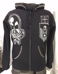 Image 3 of Marc Vachon Fork and Devil Patched and Studded Zip Hoodie
