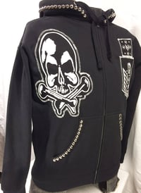 Image 4 of Marc Vachon Fork and Devil Patched and Studded Zip Hoodie