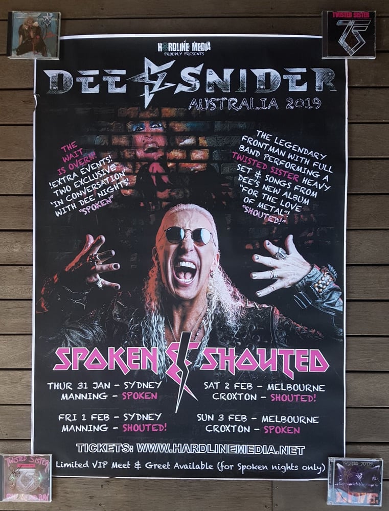 Image of DEE SNIDER - Spoken & Shouted - Aussie Tour Poster - GIANT Size A0 HUGE