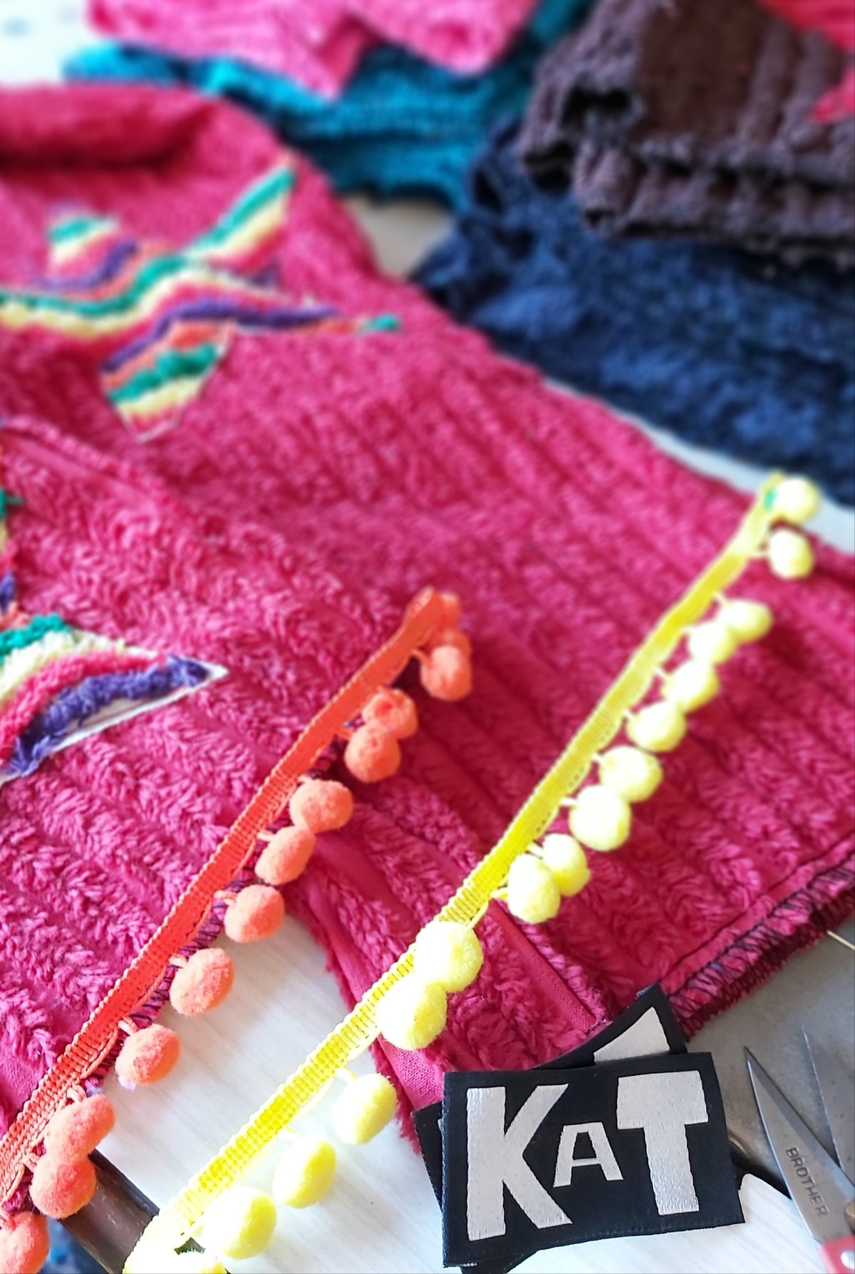 Image of Kids chenille star pants with optional pompom trim