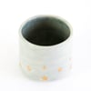 Golden star decorated teacup in sage green glaze