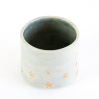 Image 2 of Golden star decorated teacup in sage green glaze