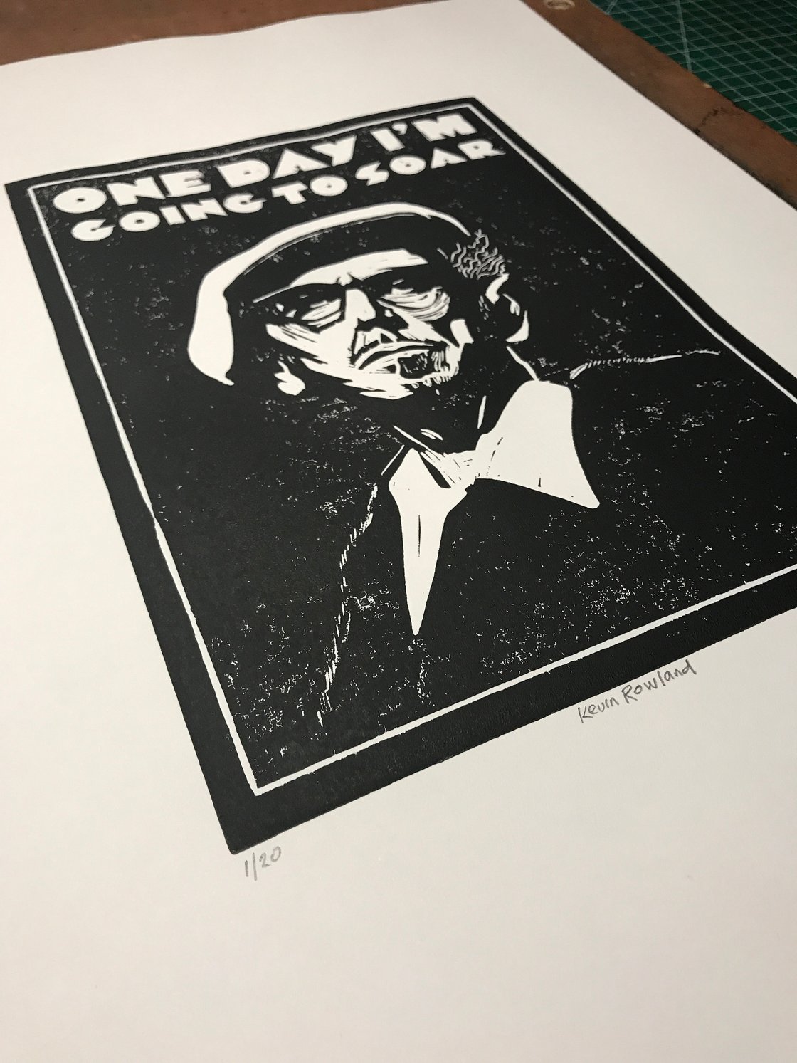 Image of Kevin Rowland. Dexys. Hand Made. Original A3. Linocut print. Limited and Signed. Art.