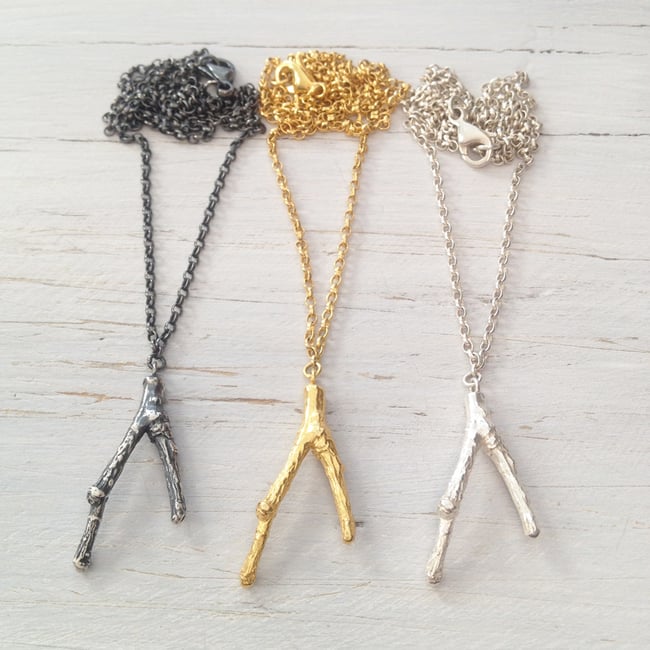 Oxidised small twig pendant 25% off